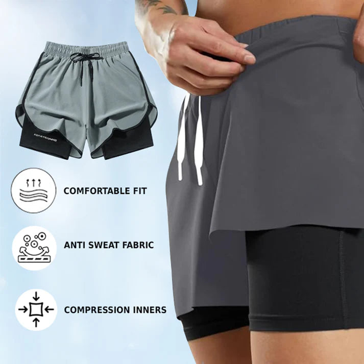 UrbanFlex™ - 2-in-1 Double Layer Shorts With Inner Pocket 🏃‍♂️ (Buy 1 Get 1 Free🔥)