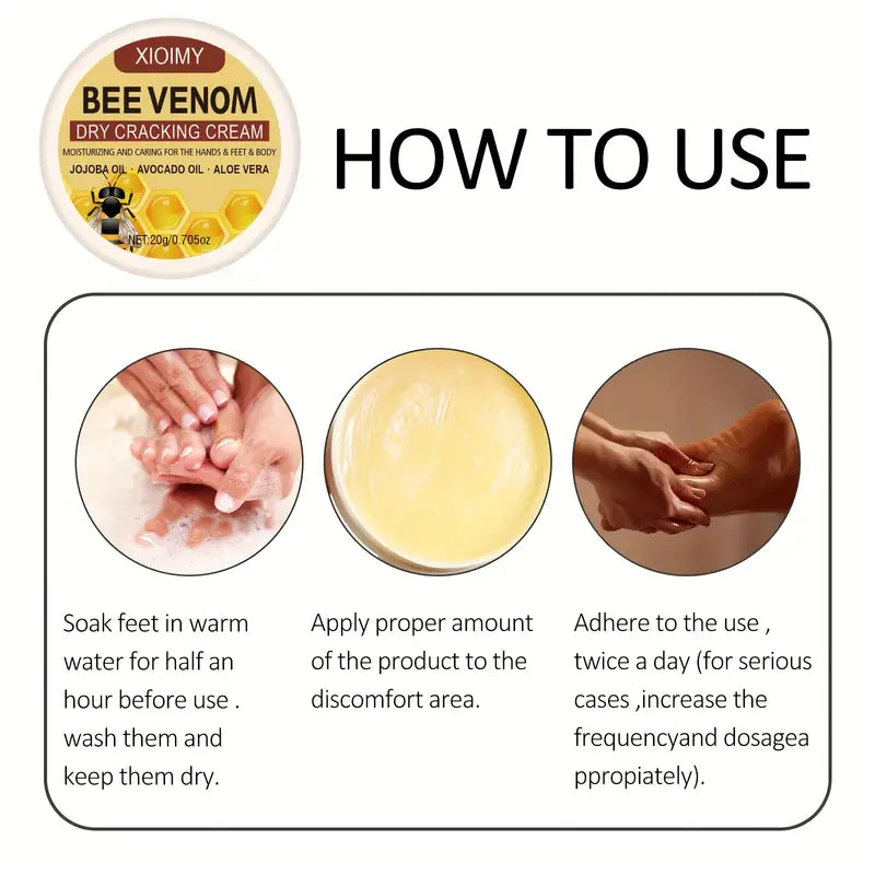 BeeRelief™ - Bee Venom Dry Crack Cream 🐝✨  | Deep Moisturizing & Hydrating for Hands, Feet & Body